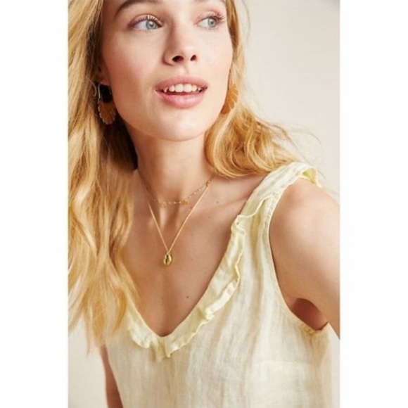ANTHROPOLOGIE Cloth & Stone Linen Peplum Tank Top Size Medium - Picture 4 of 8
